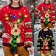 thumbnail image 2 of Suéter de mujer de punto de crochet navideño con cuello redondo y manga larga con lámpara, suéter de playa para mujer, 2 of 4