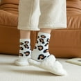 thumbnail image 3 of BRGZLK Women Socks Mid Tube Socks Leopard Print Half Side Plush Socks Coral Fleece Thickened Warm Fashion Casal Sleep Socks White One Size, 3 of 4