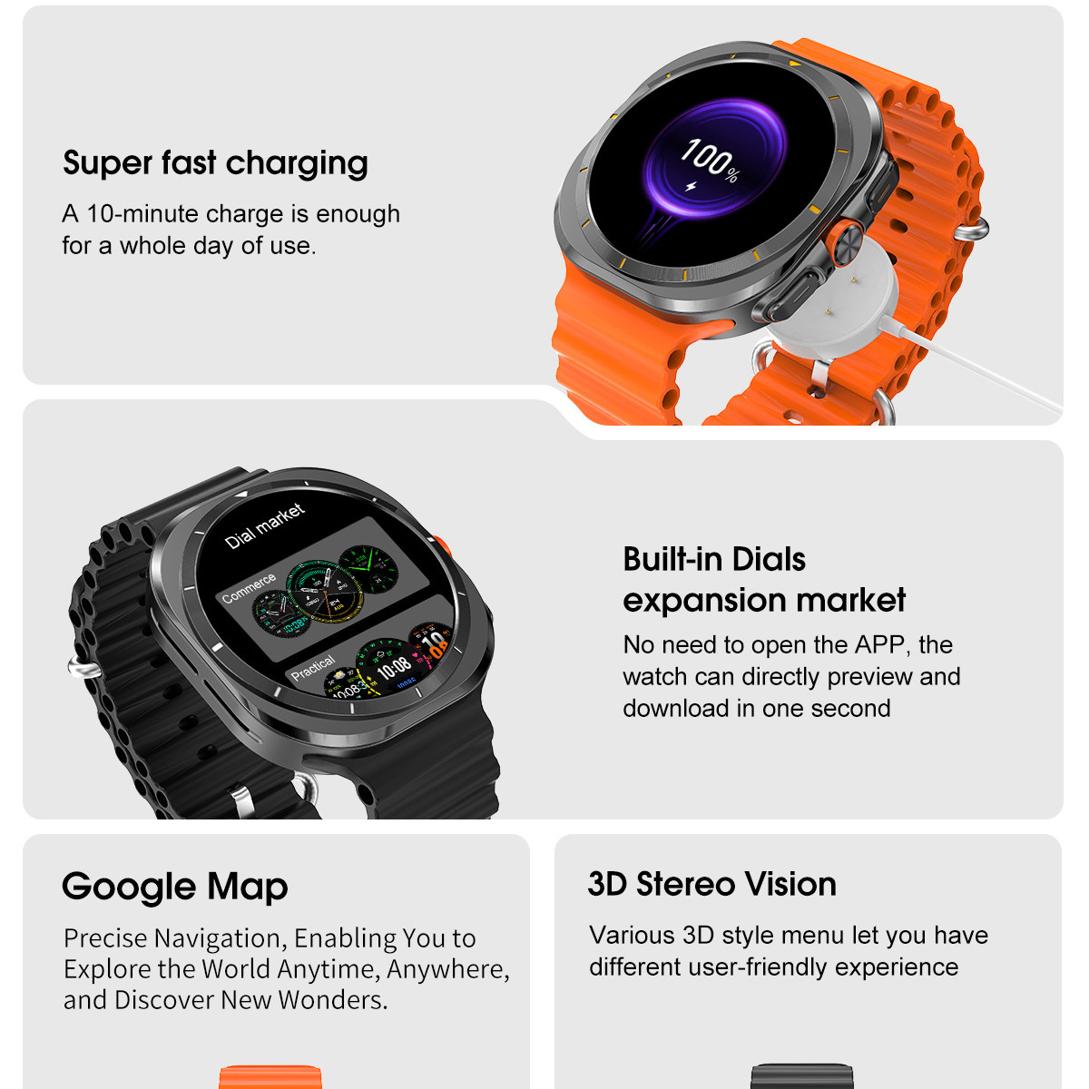 E EYAFA Smart Watch DT Ultra Mini,1.32 inch HD Screen,4GB Memory,Bluetooth Call Smart Watch for Men and Women-White