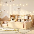 thumbnail image 3 of Bellemave Twin Size Montessori Bed with Storage Bookshelf, Wood Floor Bed Frame with High Safety Rails, Low Profile Kids Bed for Toddler Boys and Girls (Natural), 3 of 7