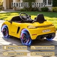 thumbnail image 5 of iYofe Porsche 718 Ride On Car for Kids, 12V Electric Car with Remote Control,Battery Powered Ride On Car for Toddlers Ages 3–6 Boys Girls Gift, 4 Wheel Suspension, Bluetooth, Music, LED Light, Yellow, 5 of 9