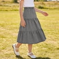 thumbnail image 2 of QTBIUQ Girls Midi Denim Skirt Elastic Waist Tiered Ruffle Skirt Casual Fashion Summer Skirt, 2 of 8