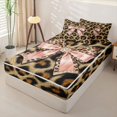 thumbnail image 2 of Homewish Leopard Animal Print Zipper Full Size Comforter Sets with Fitted Sheet and 2 Pillowcases For Women,Pink Girly Bow Zipper Bedding Set For Girls Kids,Black Reversible,4 Pieces, 2 of 7