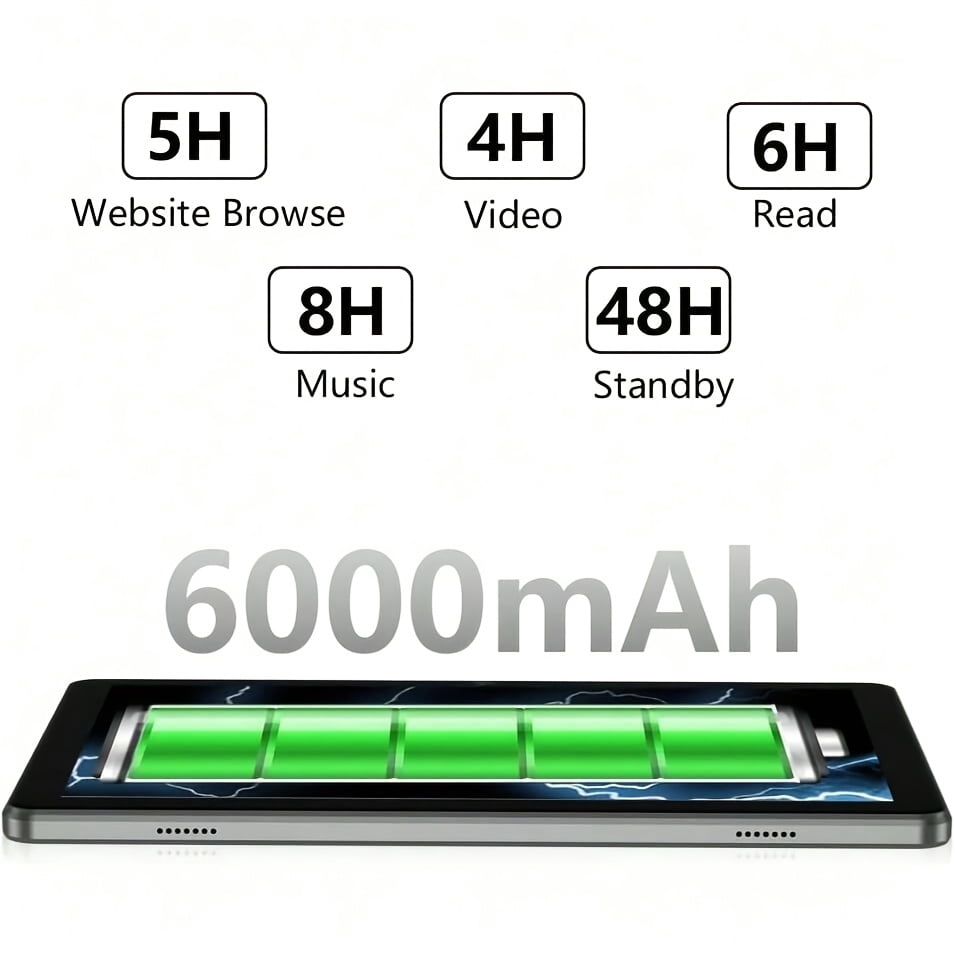 10.1-Inch Android 15 Tablet, 4GB RAM+128GB ROM, MTK 6762 Quad-Core 1.3Ghz Processor, HD (1280X800)