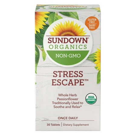 Sundown Organics - Stress Escape, 100% Non-GMO, USDA Certified Organic, 30 Tablets