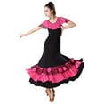 thumbnail image 5 of Women Sequin Flower Embroidered Skirt Flamenco Ballroom Practice Dress Big Swing Skirts Dance Performance Skirt for Women Girls, 5 of 7