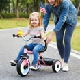 thumbnail image 2 of Babyjoy 3-in-1 Kids Tricycle with Lighted Wheels Folding Toddler Trike with Adjustable Seat Pink, 2 of 10