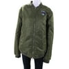 Pre-owned|WESC Mens Ribbed Hem Long Sleeve Full Zip Bomber Jacket Olive Green Size L
