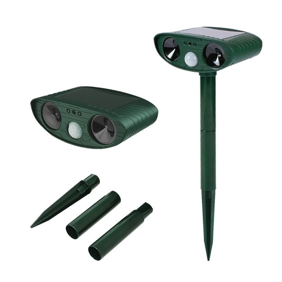 Upgraded Solar Animal Repellent, Waterproof Motion Detection with PIR Motion Detector and Flashing LED Light for Drive Away Dogs Raccoon Skunk Squirrel Deer