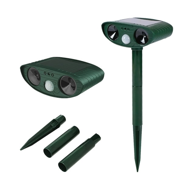 Repelente de animales ultrasónico con energía solar resistente a la intemperie para exteriores con luz LED intermitente