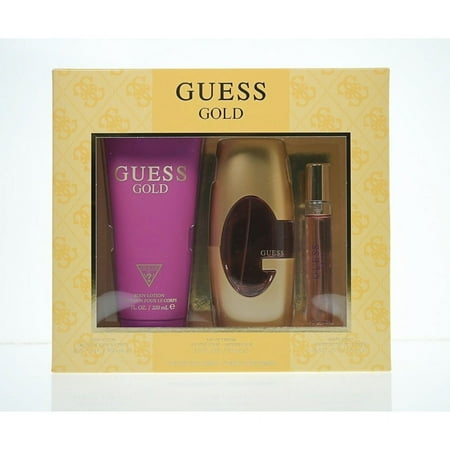 GUESS GOLD by Guess 3 Piece Gift Set - 2.5 oz Eau De Parfum Spray NEW Box