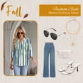 thumbnail image 6 of VDJ Dressy Tops for Women 3/4 Sleeve Length Striped Print Pleated T Shirts Casual Fit V Neck Tunic Shirts Festival Outfits Size XXL, 6 of 12