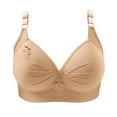 thumbnail image 5 of Wireless Support Bras for Women Plus Size Breathable Daily Underwear Small Print Bra Beige XS-4XL, 5 of 5