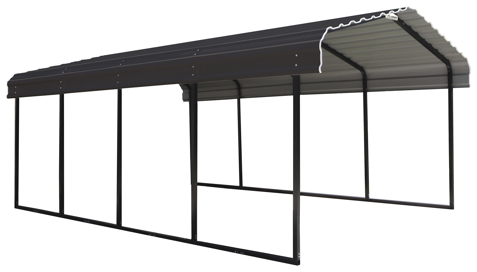 Arrow 12' x 20' x 7' 29-Gauge Carport with Galvanized Steel Roof Panels and Enclosure Kit, Charcoal