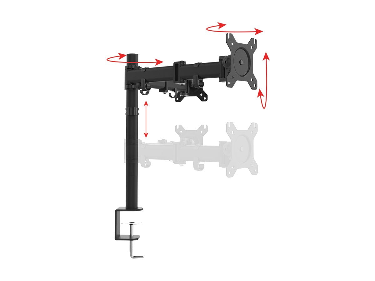 Monoprice Essential Dual Monitor Articulating Arm Desk Mount | 180° Swivel, 360° Rotation