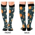 thumbnail image 4 of FORMRS Womens Knee High Socks Casual Long Thick Travel Daily Wear, 1 Pair, Green Floral Oranges, 4 of 6