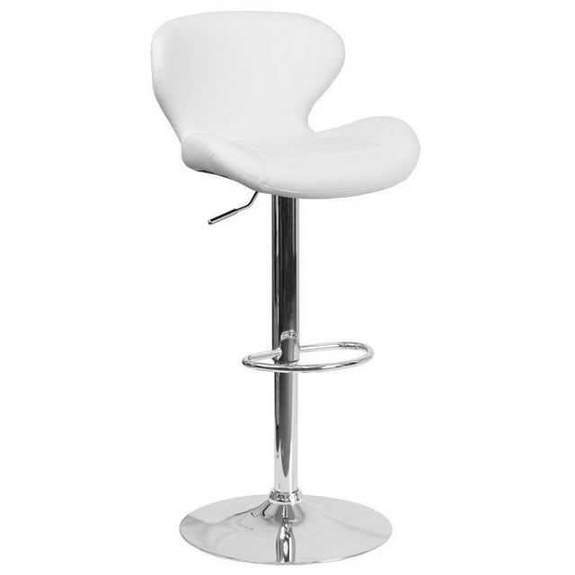 Bowery Hill Tabouret de Bar Réglable en Faux Cuir en Blanc