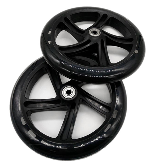 2 Pieces Scooter Wheel 200 mm PU Material Thickness 30 ABEC-7 Bearing Accessories,Transparent Black