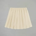 thumbnail image 5 of Babcutegg Kid Girls Pleated Skirts Soild Color Elastic Waist Campus Style Girls Outfit Beige Size 4-5, 5 of 7