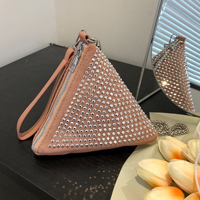 Bolso De Hombro Bolso Bandolera Para Mujer Durable Diamond Triangular Lady Daily Leisure (Rosa)