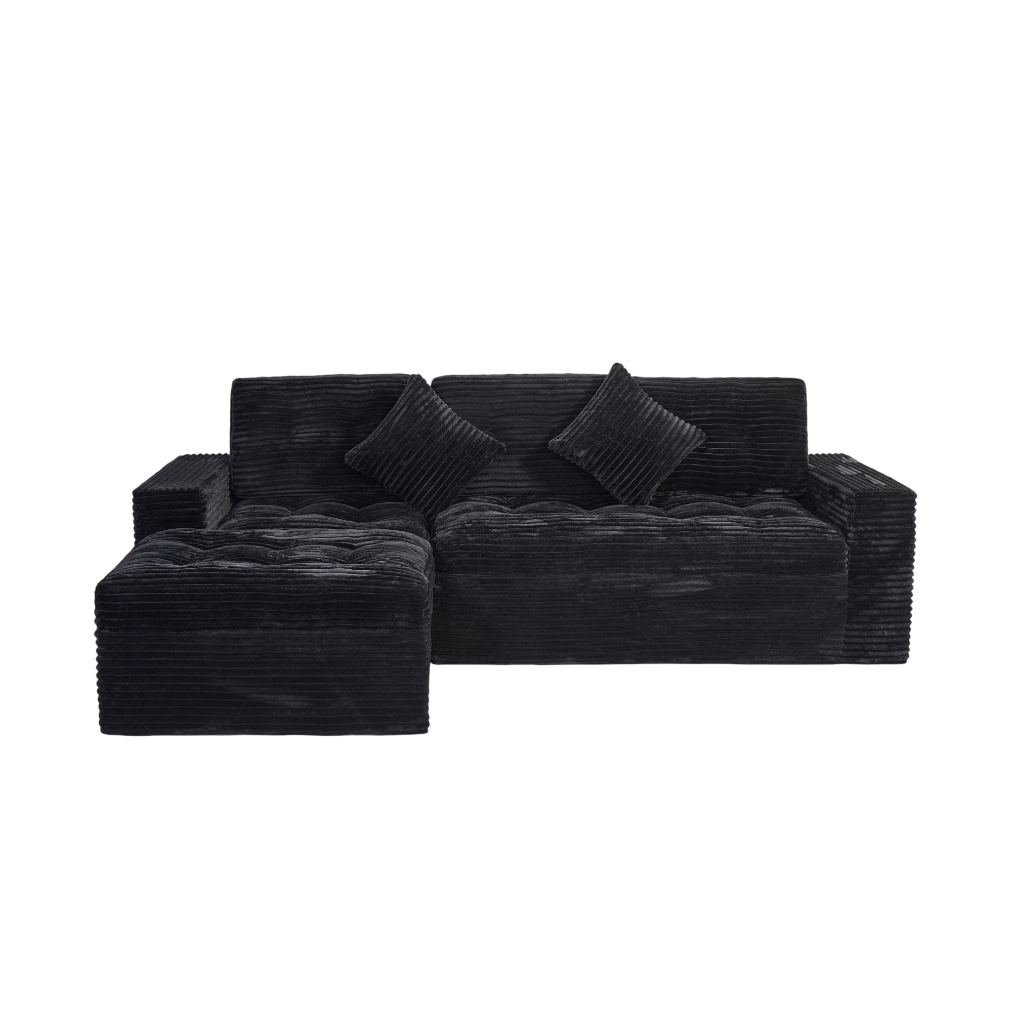 Modular L-Shaped Sectional Sofa with Ottoman, 105'' Cloud Sofa Set, 3-Seat Modular Sofa Couch for Living Room, DIY Combination
