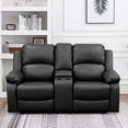 thumbnail image 2 of Aukfa Double Manual Recliner Chair, Overstuffed Loveseat with Cupholder for Living Room, Black, 2 of 16