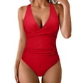 thumbnail image 2 of EliteGoogv One Piece Swimsuit For Women Sexy Cross Back Push Up Bathing Suit Summer Beachwear Red, 2 of 5