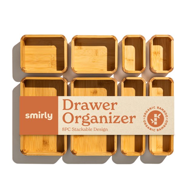 Juego organizador de cajones Caddy SMIRLY de bambú de 8 piezas