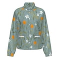 thumbnail image 5 of Jackets for Women Winter Coat Jackets Flannel Stand Collar Jacket(Oranges Flowers Blue Background Pretty Pattern,Size:S-4XL), 5 of 7
