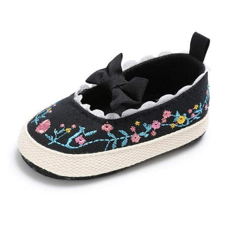 

Baby Girls Bow Embroidery Print Princess Toddler Shoes