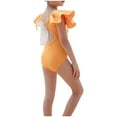thumbnail image 4 of IROINNID Toddler Girl's Swimsuit Short Sleeve Ruffle Solid Backless One-piece Swimwear, 4 of 8