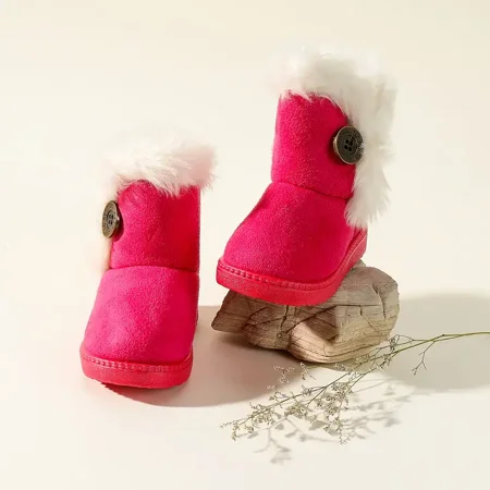 

Toddler Girl Plus Velvet Warm Solid Color Snow Boots Autumn Winter