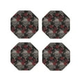 thumbnail image 2 of Balery 4 Pcs Skull And Red Rosesleather Coasters Set, Drink Table Cup Coasters For Living Room Kitchen Coffee Decor, 2 of 9