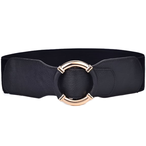TELOLY Women Elastic Black Belt Stretchy Wide Waist Vintage Cinch Womens Black Belt M-Xxl