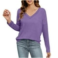 thumbnail image 2 of Horkkom Long Sleeve Shirts for Women Casual V Neck Solid Color Tops Comfy Loose Layer T Shirts, Gifts for Women, 2 of 9