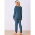 thumbnail image 3 of DARING DIVA Women's Travel Outfit Knit Long Sleeve Loungewear Set M Blue, 3 of 6