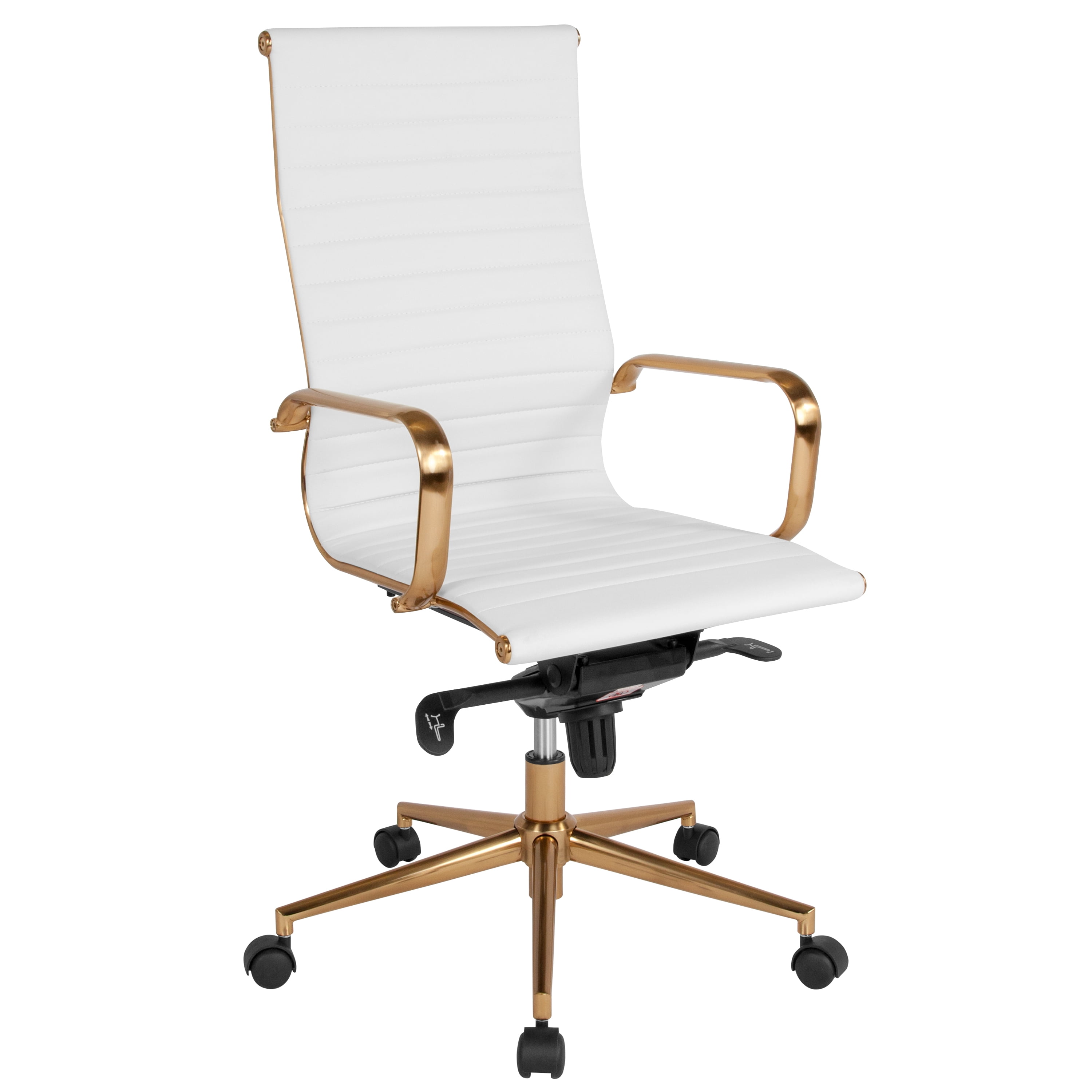 Flash Furniture High Back White Ribbed LeatherSoft Executive Swivel