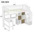 thumbnail image 2 of Harper & Bright Designs Twin Size Loft Bed with Desk & Storage Stairs, Wood Loft Bed Frame with LED Lights, Storage Shelves and Cabinets, White, 2 of 17