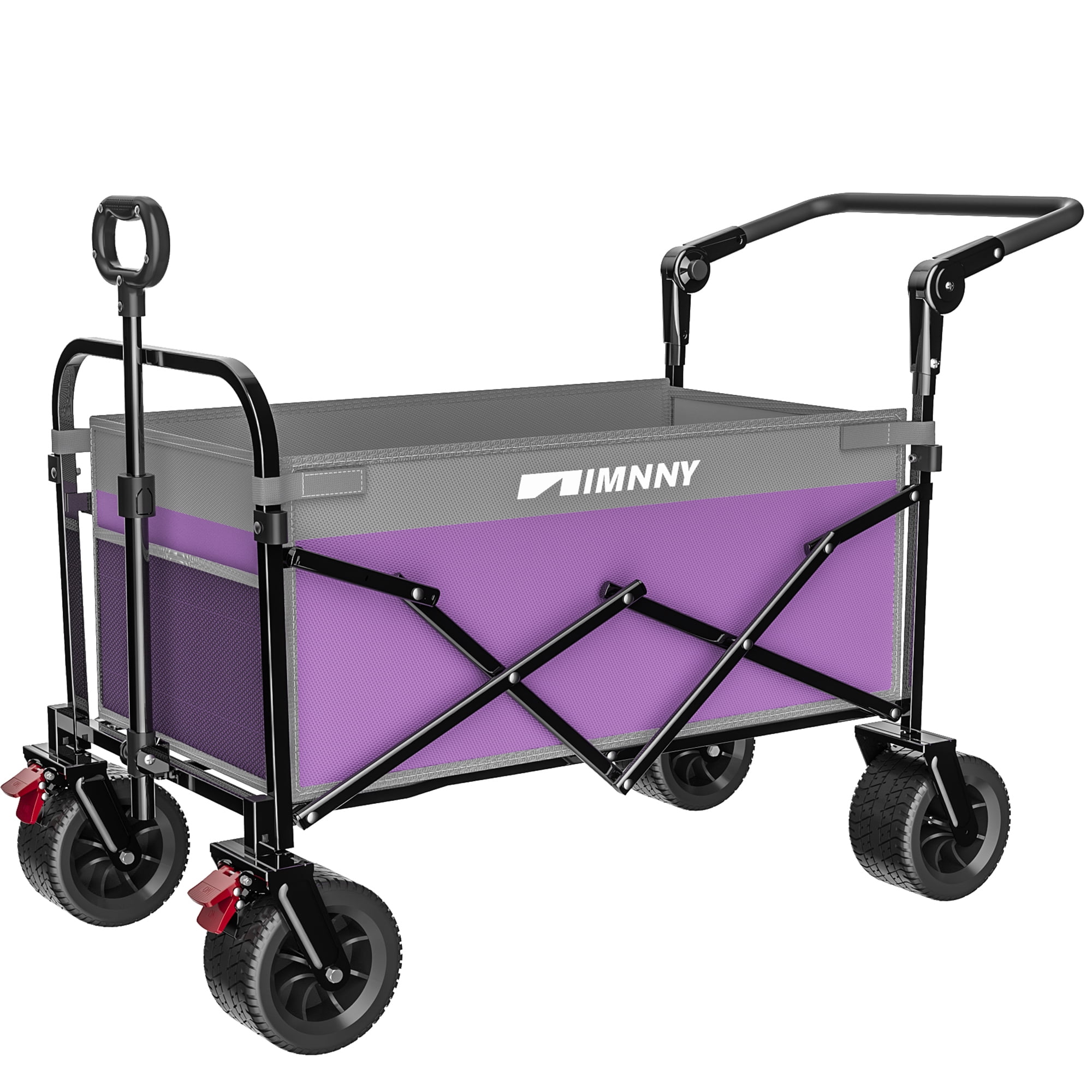 Push and Pull Wagon with Detachable Canopy All-Terrain Wheels 300 lbs Capacity 200L Grocery Pet Cart