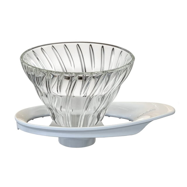 HARIO V60 VDGR-01-W Gotero transparente de vidrio resistente al calor, 01, para 1 a 2 tazas, blanco, fabricado en Japón