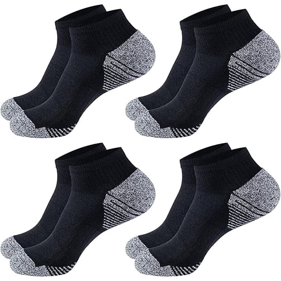 GEXWORLDWIDE 2026 Ordor Resist Bamboo Viscose Thick Unisex Ankle Socks – Cushioned, Anti-Blister, Breathable Athletic & Casual, M&L 4-Pairs Black