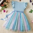 thumbnail image 5 of Coerni Baby Girls Sleeveless Dress Patchwork Tiered Dresses Gradient Tulle Princess Sundress Knit Top Dress with Tulle Hem, 5 of 8