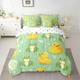 thumbnail image 2 of Manfei Cute Cartoon Duck 7-Piece Bedding Comforter Set,Kawaii Frog King Bedding Sets,Yellow Green Bed Sheets For Girl Boy,Super Cozy Room Decor Reversible, 2 of 8