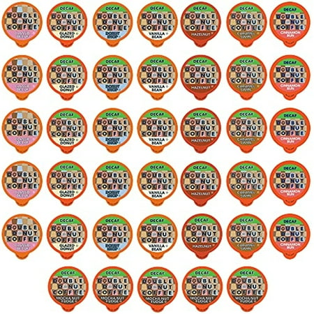 Double Donut Decaf Coffee Pods Variety Pack, Including Decaf Flavored Coffee Pods, & Medium Roast Coffee Pods, Single Serve Coffee For Keurig K Cups Machines, 40 Count