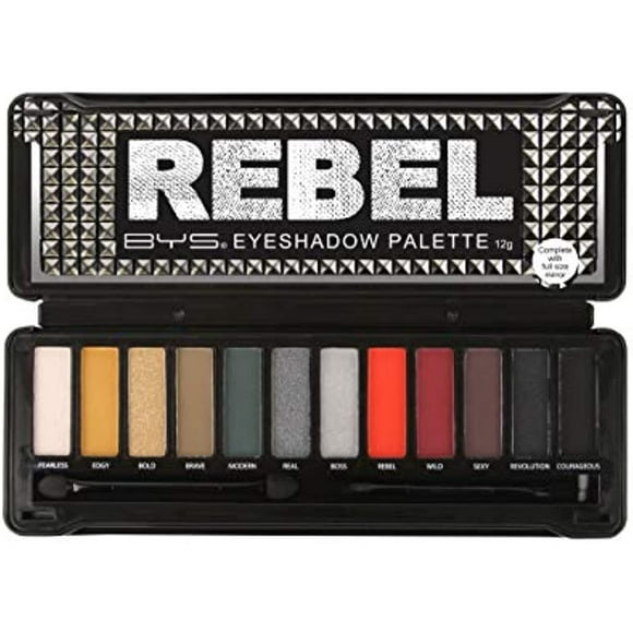 BYS Rebel Eyeshadow Palette, 12 Color Collection in Tin Kit with Mirror - Highly