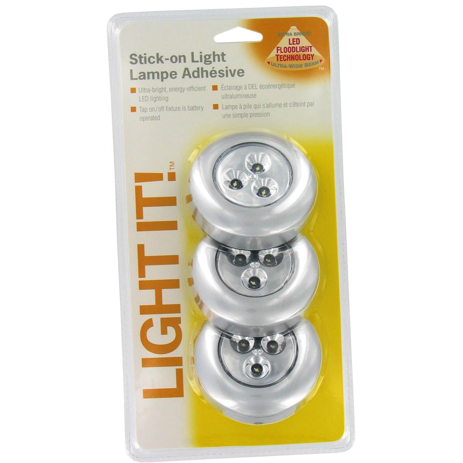 Off Touch Safety Light x 2 Stick n Click LED Lights Battery Operated Push On 