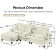 thumbnail image 2 of Modular L Shaped Sectional Couch with Ottoman, Chaise Lounge Sofa with Removable Ruffles Pleats Skirts, 3-Seat Deep Seat Sofa for Living Room, Beige, 2 of 7
