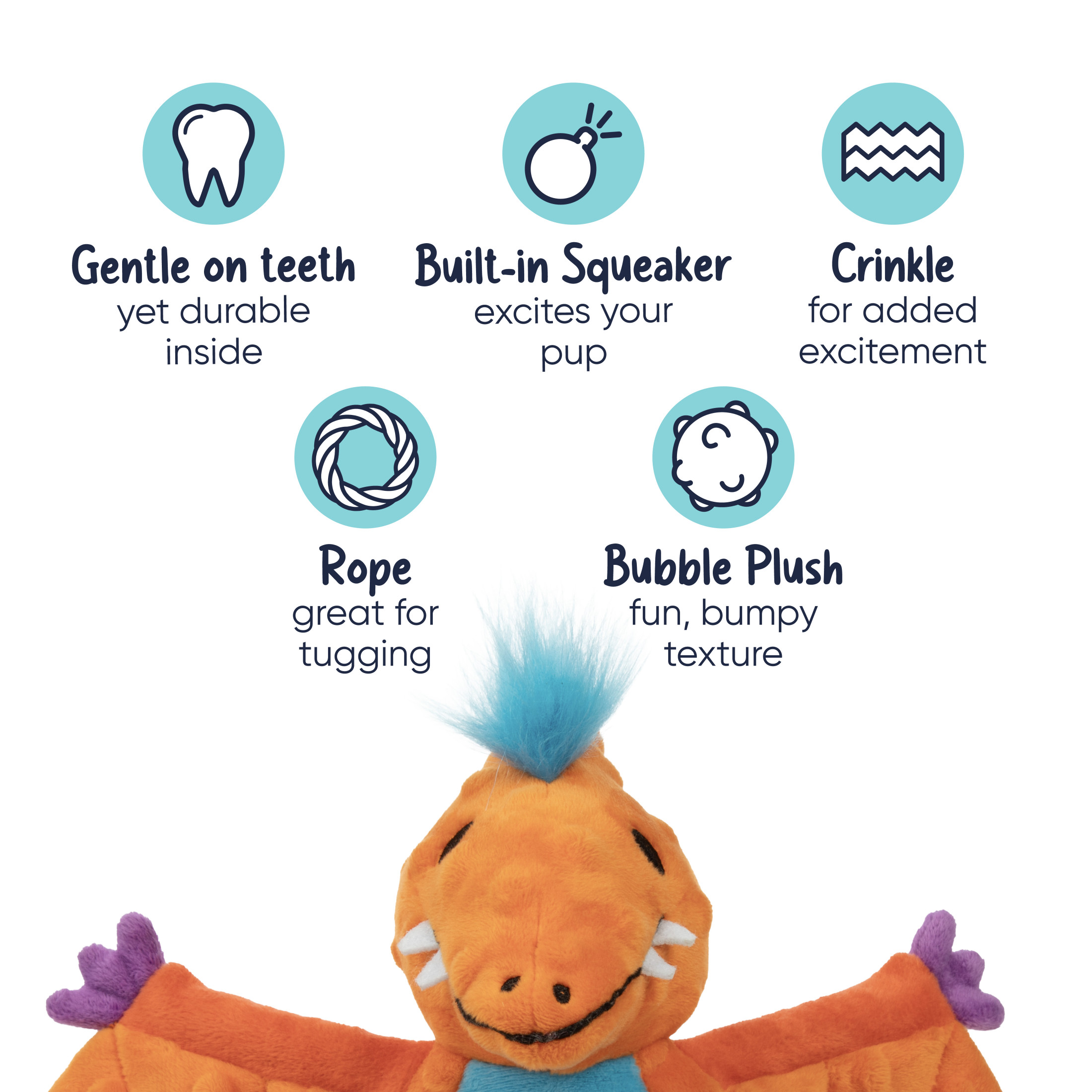 goDog Percy Pterodactyl Plush Squeaker Dog Toy photo 3