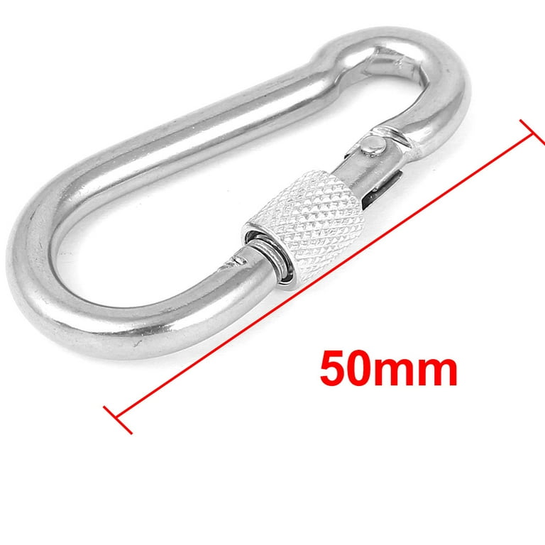 Unique Bargains 5mm Thickness 316 Stainless Steel Screw Lock Carabiner Snap Hook Clip