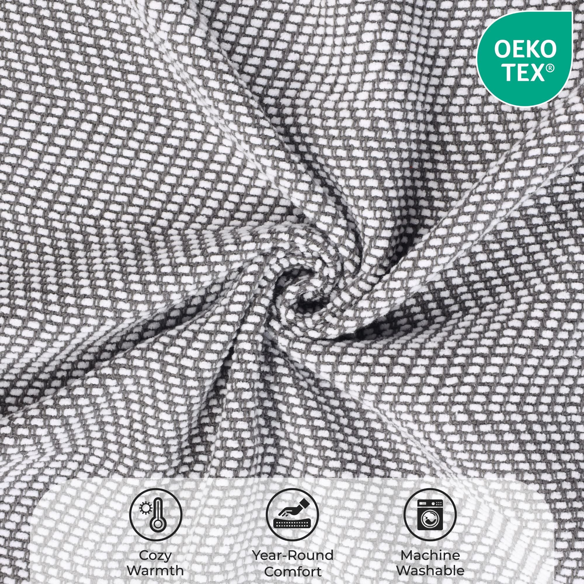 Superior Chrisney Chevron Cotton Blanket, King, Charcoal